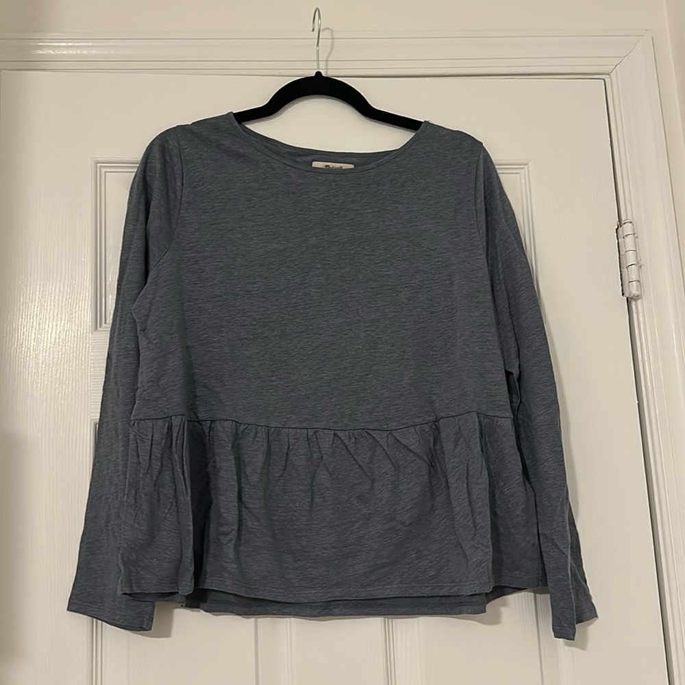 Madewell blue/purple Long sleeve peplum Top